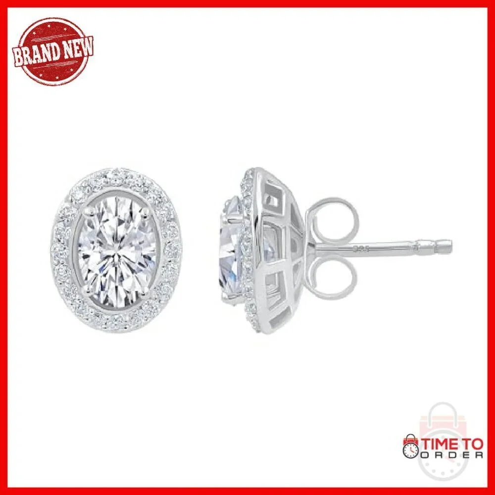 Moissanite Stud Earrings 1.80ct White Gold Plated Sterling Silver